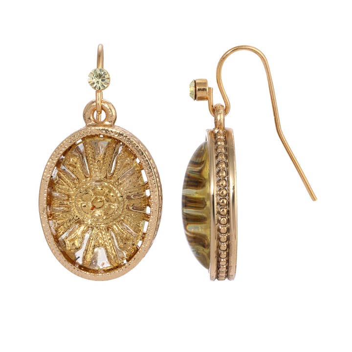 1928 Jewelry - Wholesale Dangle Earrings - 1928 Jewelry Flower Burst German Glass Drop Earrings2