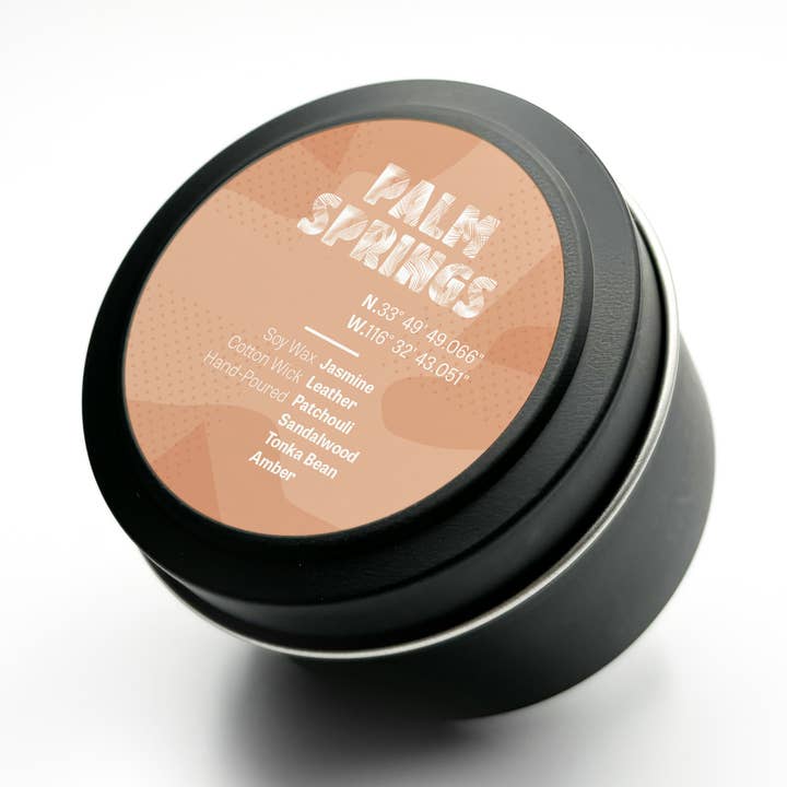 Palm Springs 4oz tin for wholesale by NESW Wax Co//