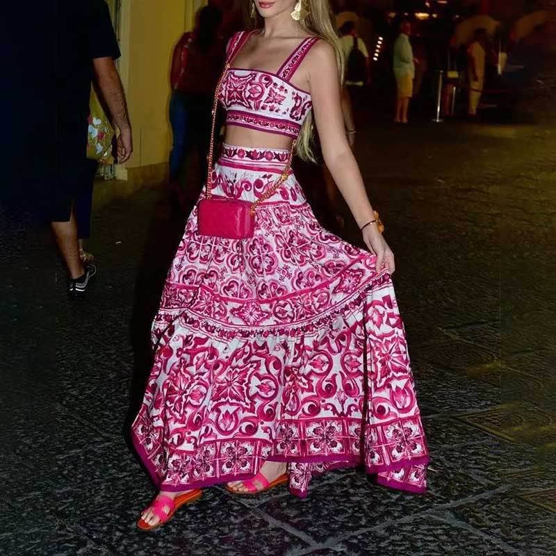 ROSE Printed big swing elegant two-piece set for wholesale on Faire1