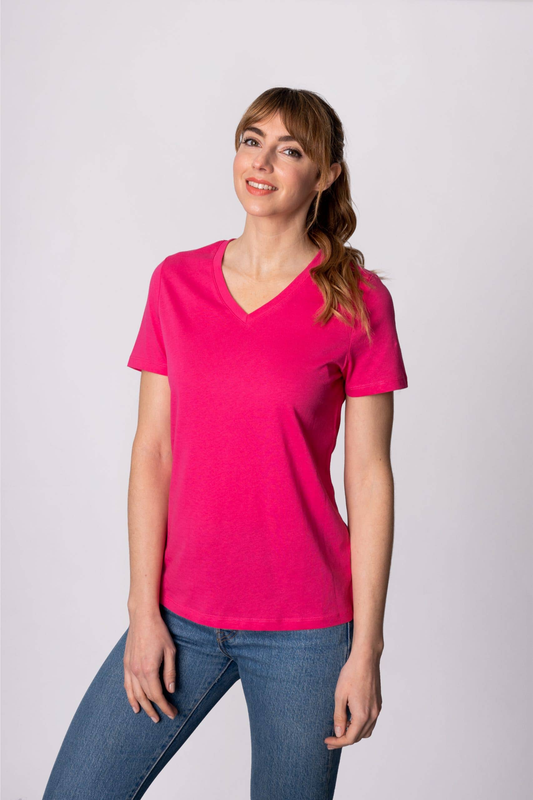 Tex Leaves - Wholesale T-Shirt - Women's - Basic V-Neck T-Shirt - 100% Cotton /150g.3