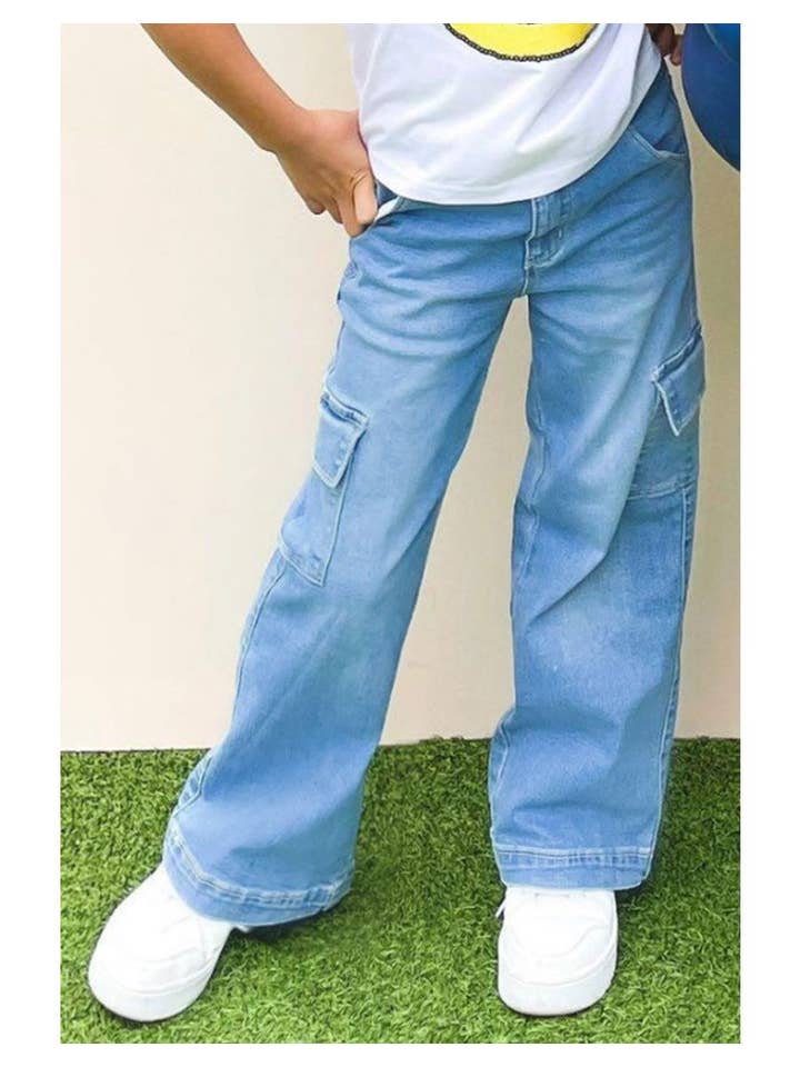 Cutie Patootie Clothing - Wholesale Jeans - Kids - GDP-23-89138A Girl Class Cargo Pocket Jeans