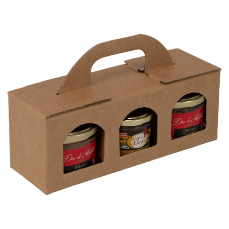 Deffrennes - Wholesale Gift Box - Rectangular kraft cardboard box with 3 jars1
