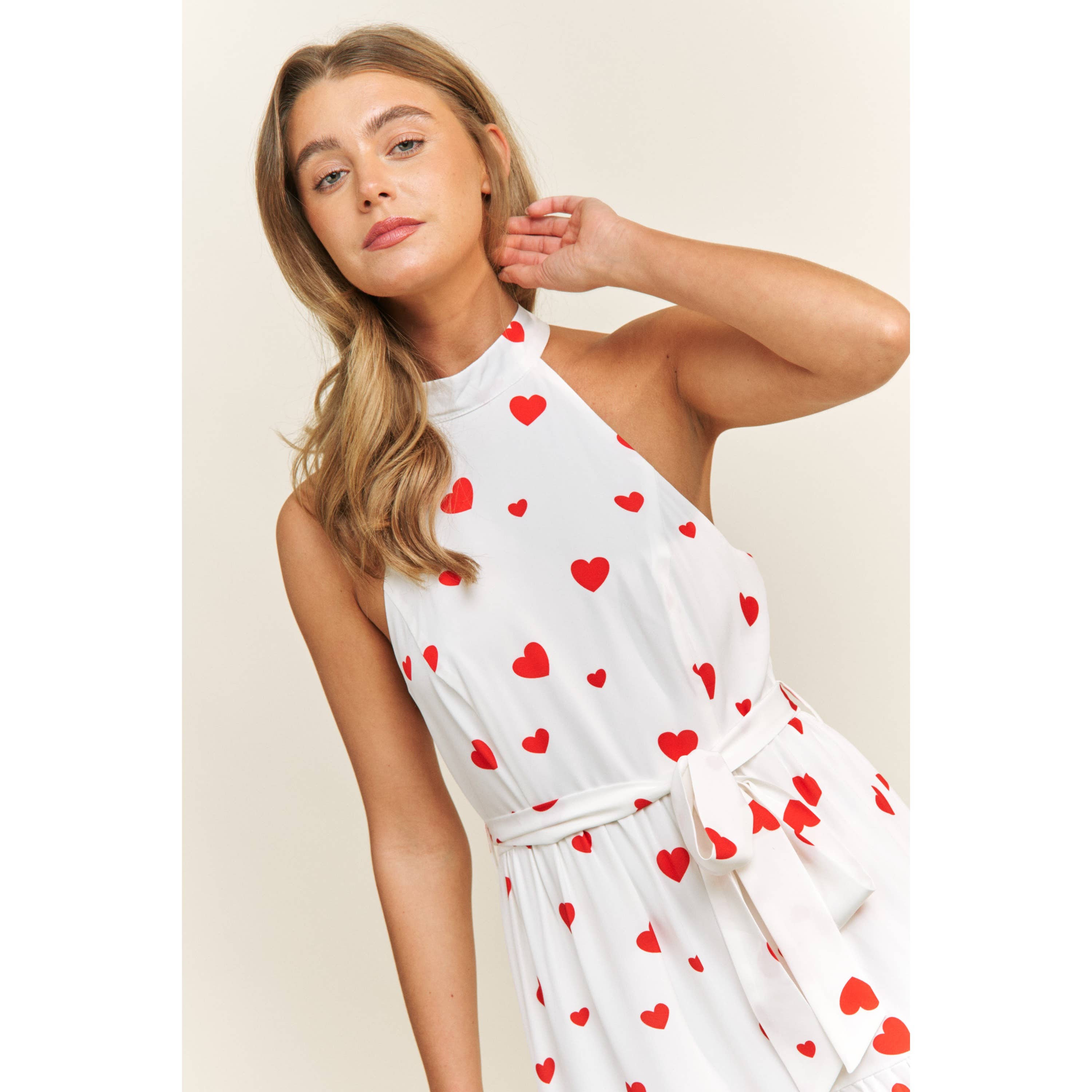 Sweet Generis - Vendita all'ingrosso Vestito - Donna - ABITO MIDI CON STAMPA A CUORE DI SAN VALENTINO IN TESSUTO MORBIDO CON SCOLLO ALL'AMERICANA18