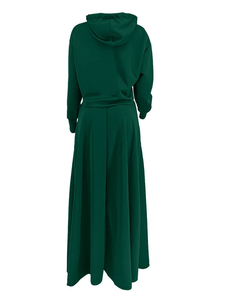 HIDDENBRAND - Wholesale Top & Skirt Set - Women's - Hoodie sweatshirt top maxi skirt set 2pcs5