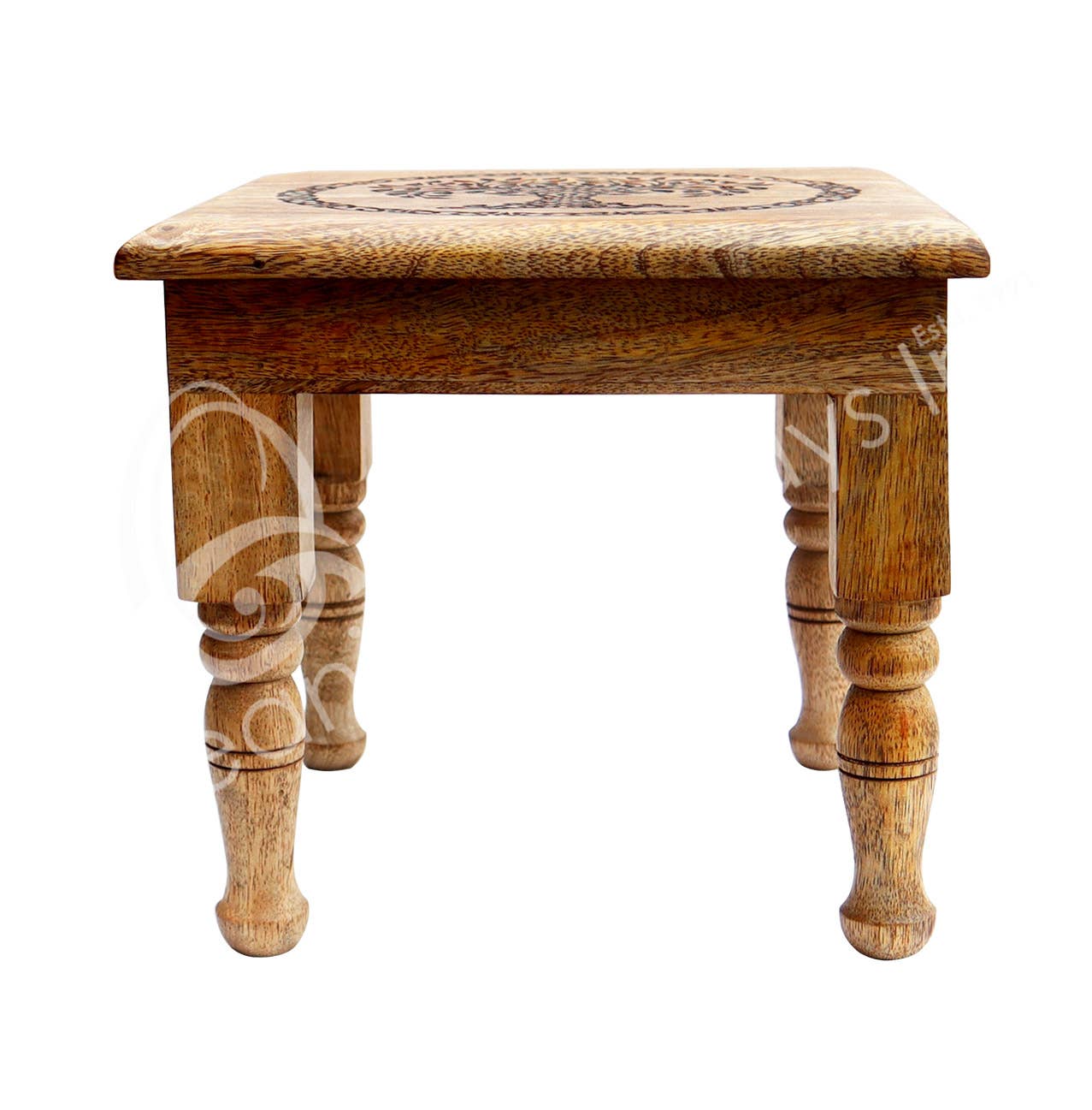 Oceanic Linkways Inc - Vente Pierre et cristal de spiritualité - (PC)TABLE D'AUTEL - BOIS DE MANGUIER GRAVÉ ARBRE DE VIE 9 X 8"H1