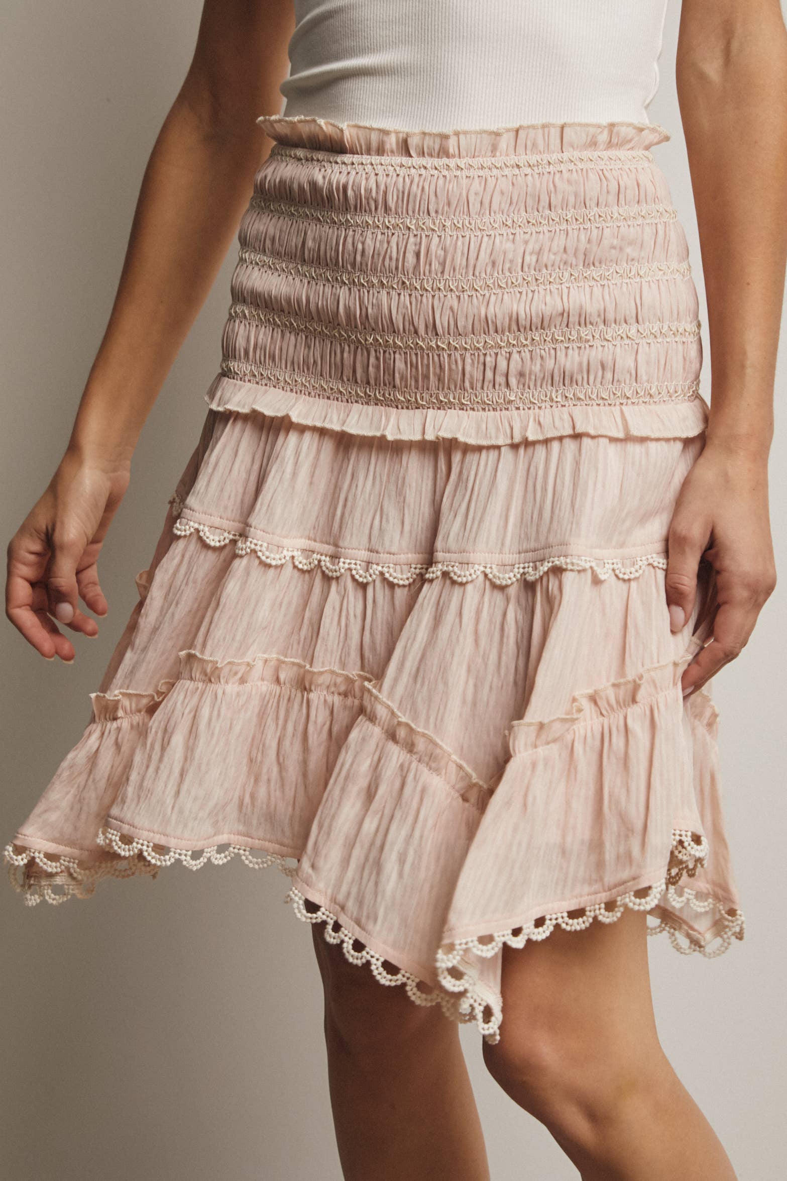 Forte - Wholesale Skirt - Women's - Smocked Ruffle Convertible Skirt/Top FSK000826