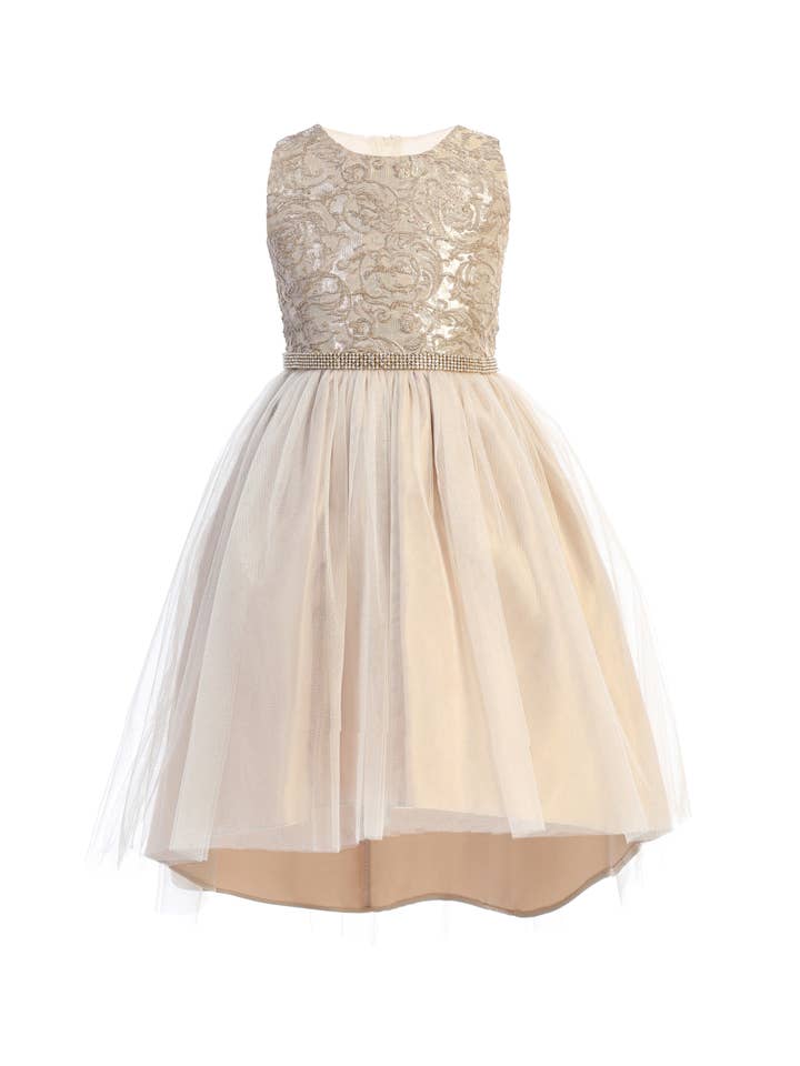 Sweet Kids, Inc. - Wholesale Dress - Kids - SK805 - luxe jacquard hi-low with satin & tulle1