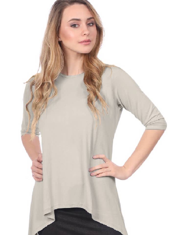 Kosher Casual - Wholesale Tunic - Women's - Modest Handkerchief Tunic Top - 3/4 Sleeve Comfort Flow Design