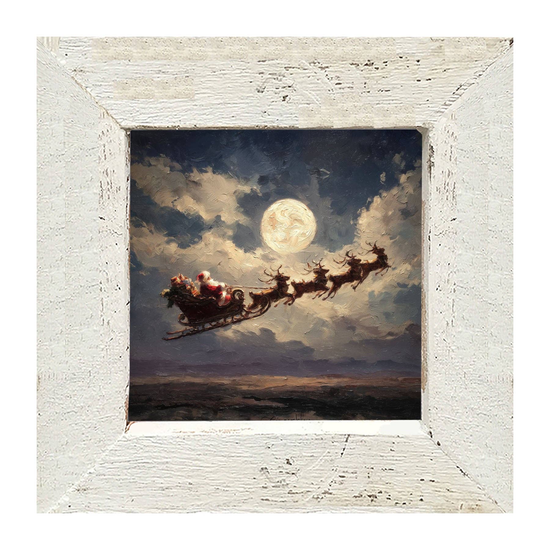 ginger blue - Wholesale Art Print - Santa Flying under Full Moon6