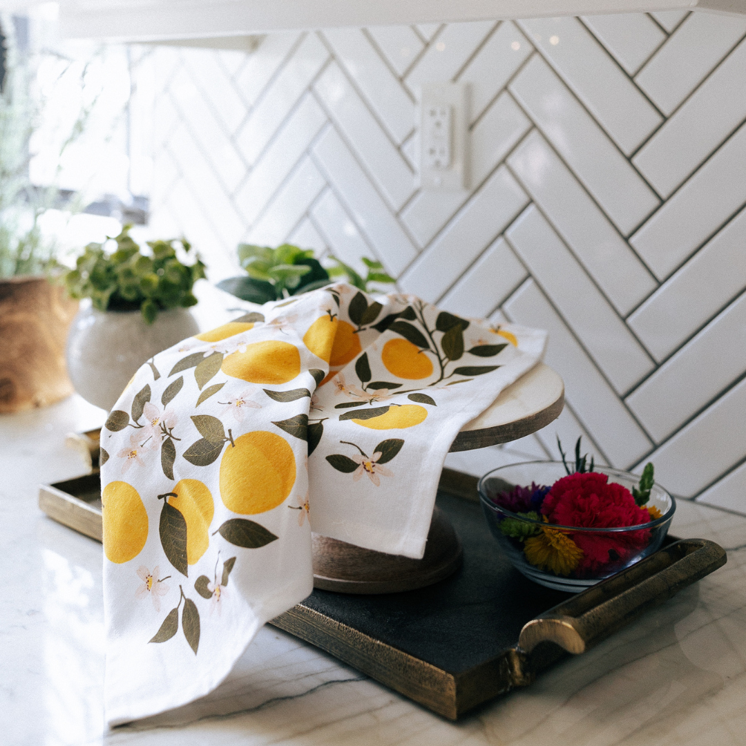 Paper Farm Press - Wholesale Tea Towel - Orange Orchard Tea Towel1