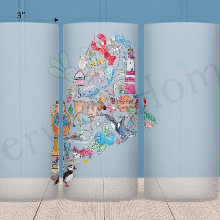 Icônes de l'État du Maine Verre dépoli 16oz – Vie côtière & Pinces pour la vente par Avery's Home