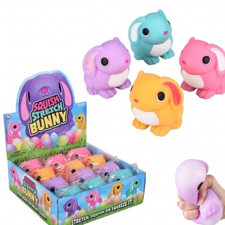 SQUISH AND STRETCH GUMMI BUNNY 3.25" EASTER LLB Squishy Toys for wholesale by La Luna Bella - Toys