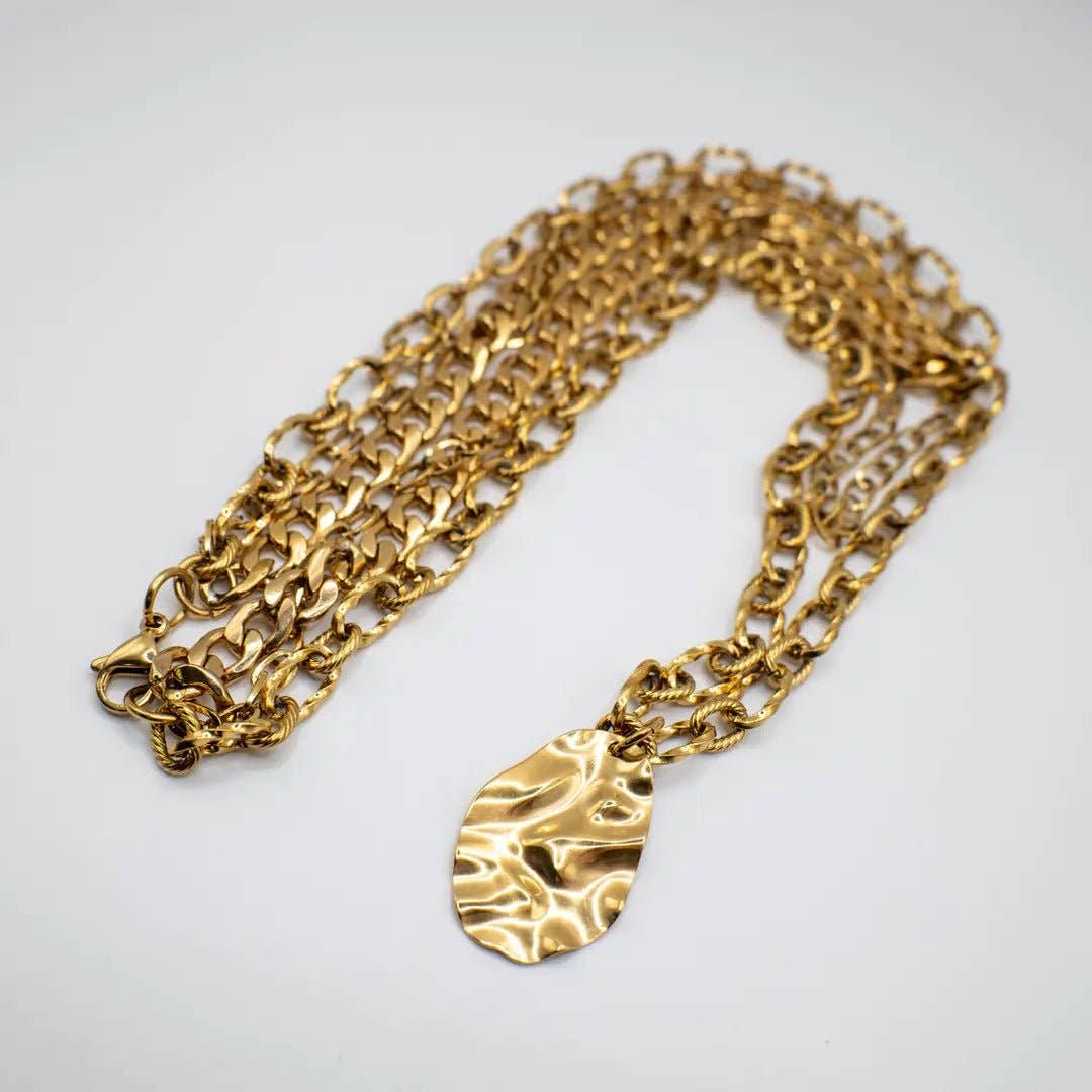 OE! - Venta al por mayor Collares con colgantes/abalorios - COLLAR DE CADENA CHAPADO EN ORO DE 18K A CAPAS5