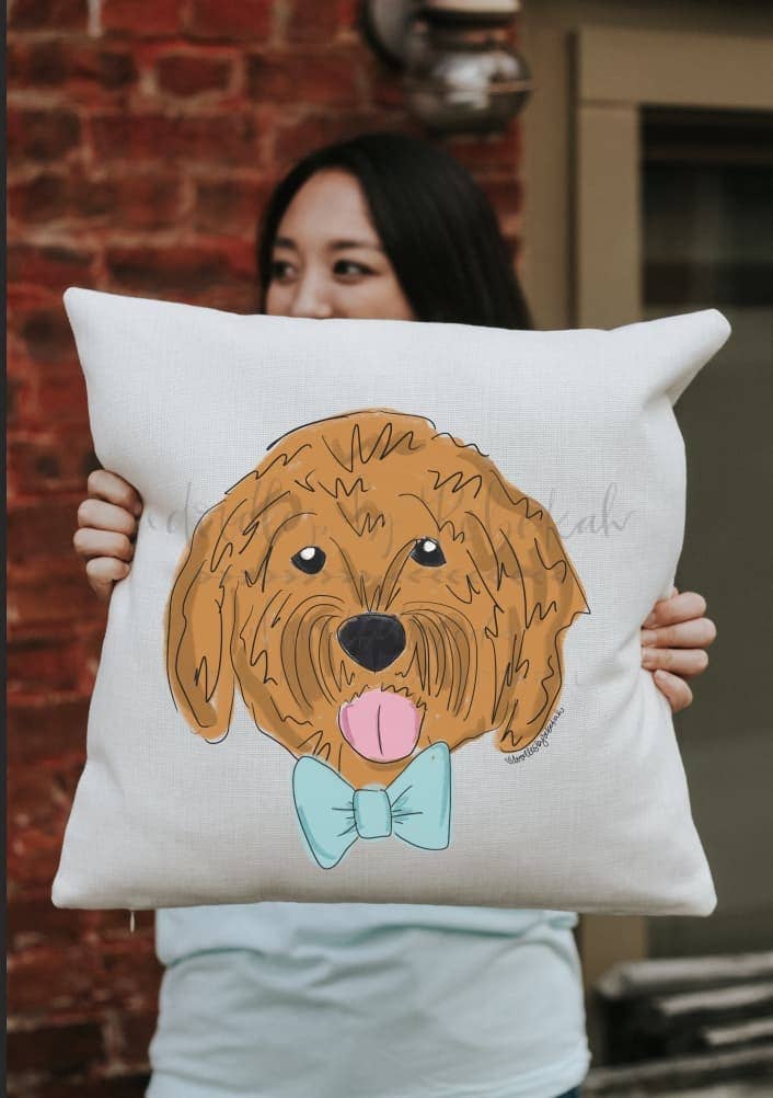 Doodles By Rebekah - Wholesale Throw/Decorative Pillow - Golden Doodle Square Pillow8