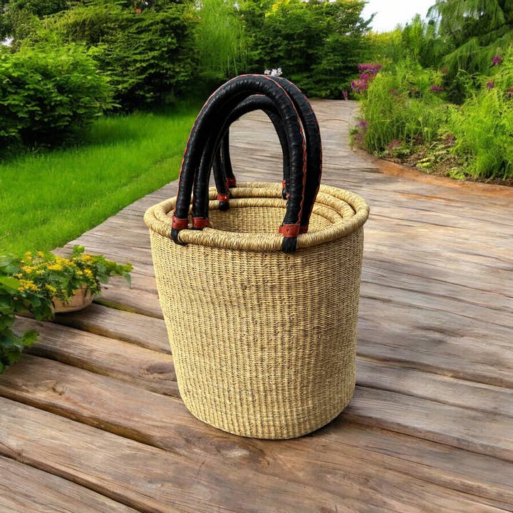 The African Home Goods - Wholesale Laundry Basket - Natural Large Handwoven African Ghana Laundry Storage Basket5