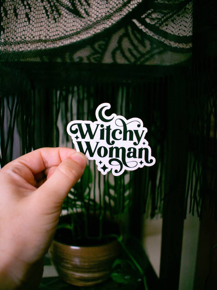 Adesivo in vinile donna strega per la vendita all'ingrosso da parte di Eclectic Witch Prints