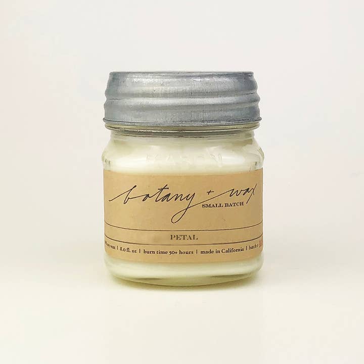 Pétalo 8 oz. Vela de soja Mason Jar para venta al por mayor de botany+wax