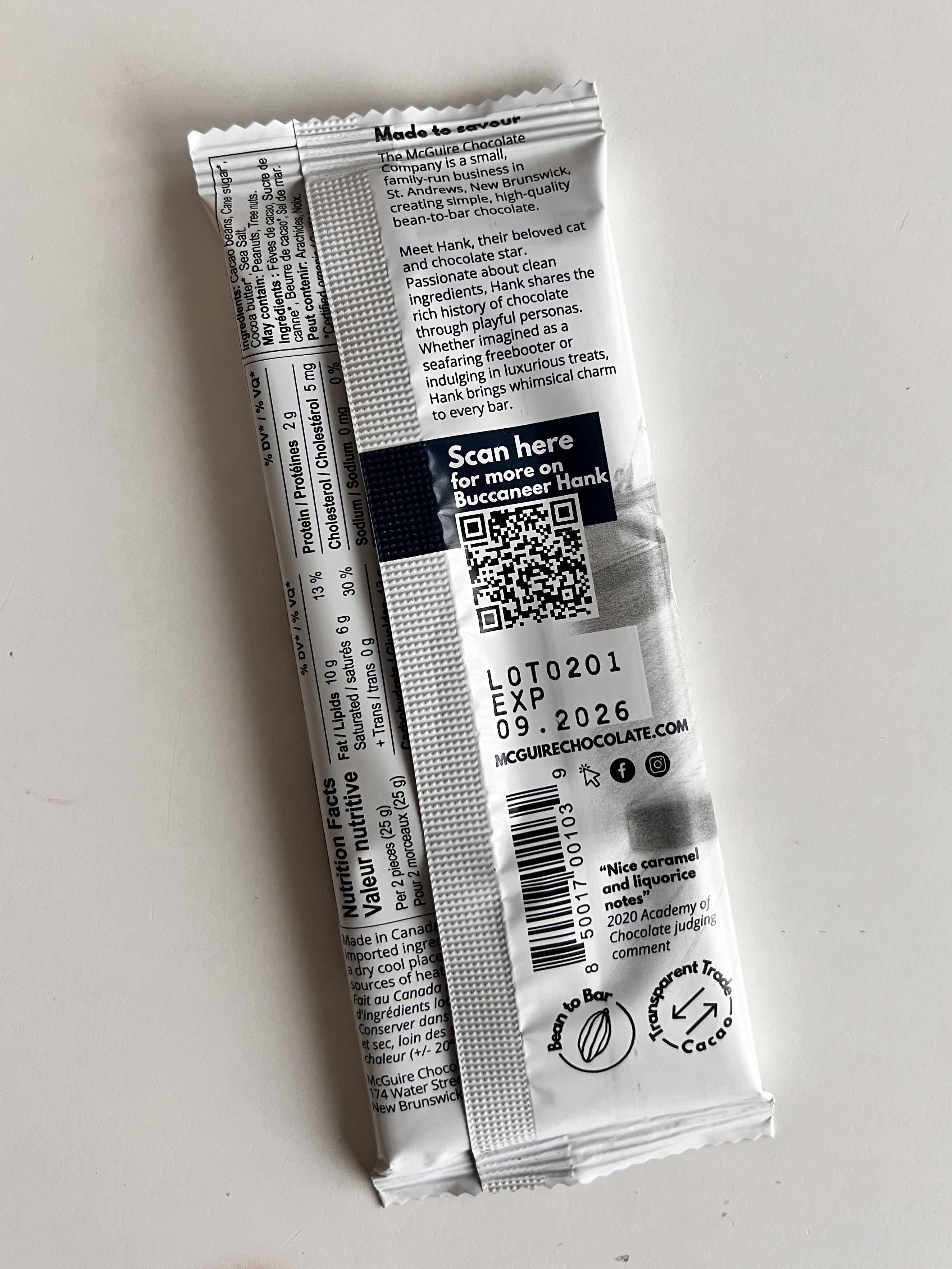 McGuire Chocolate Company - Wholesale Chocolate Bar - Buccaneer Hank 70% Salted Dark Chocolate1