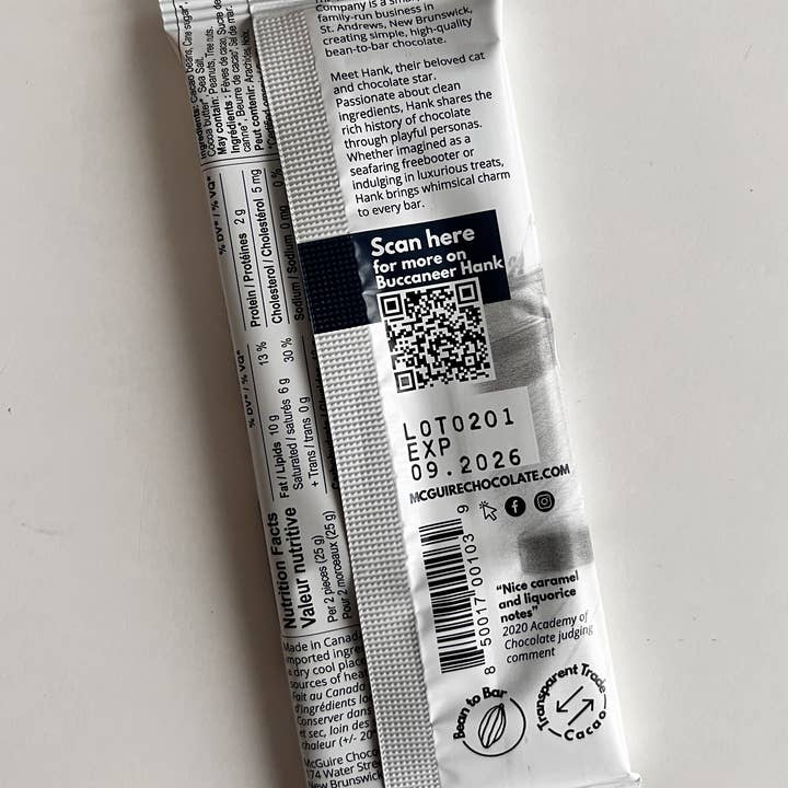 McGuire Chocolate Company - Wholesale Chocolate Bar - Buccaneer Hank 70% Salted Dark Chocolate1