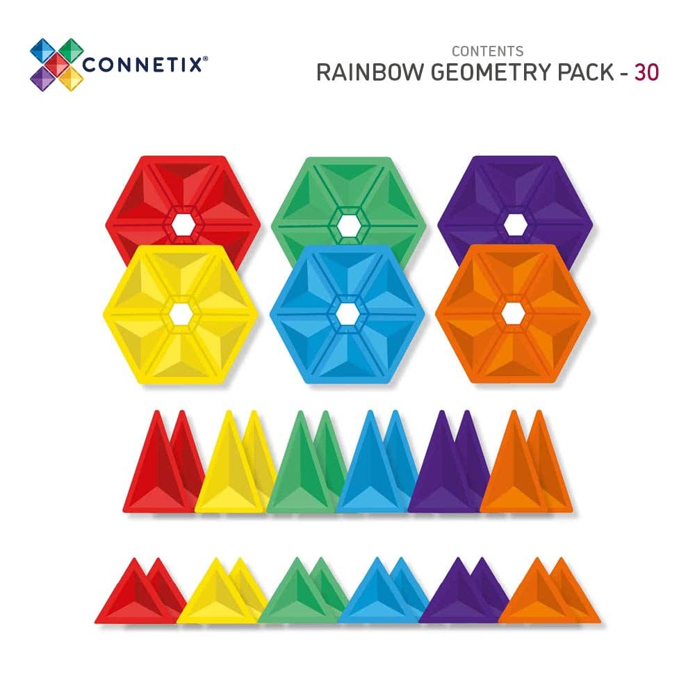 CONNETIX - Wholesale Building Set - Kids - CONNETIX Magnetic Tiles Rainbow Geometry Pack, 30 Pieces10