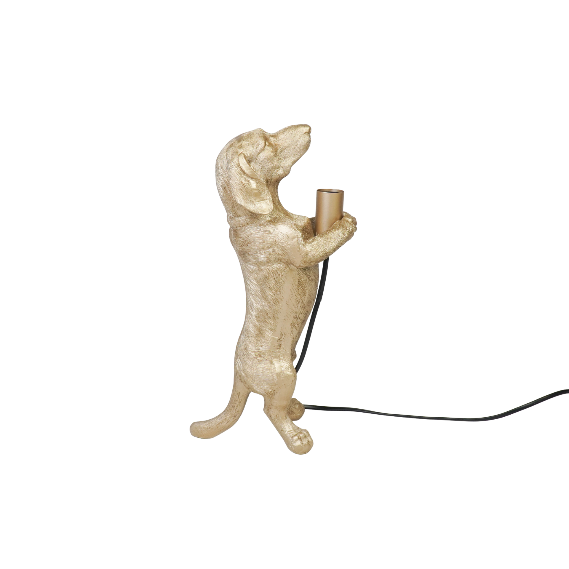 Housevitamin bv - Wholesale Figurine Lamp - Table Lamp - Dachshund Lamp - Polyresin - Gold - E14 - 10x15x38cm2
