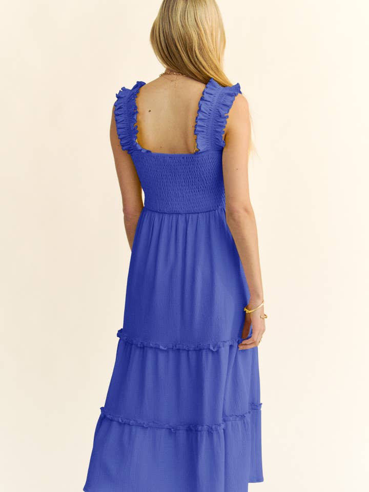 Davi & Dani - Wholesale Dress - Women's - PLUS SMOCING BODICE RUFFLE DETAIL SHIRRED DRESS16