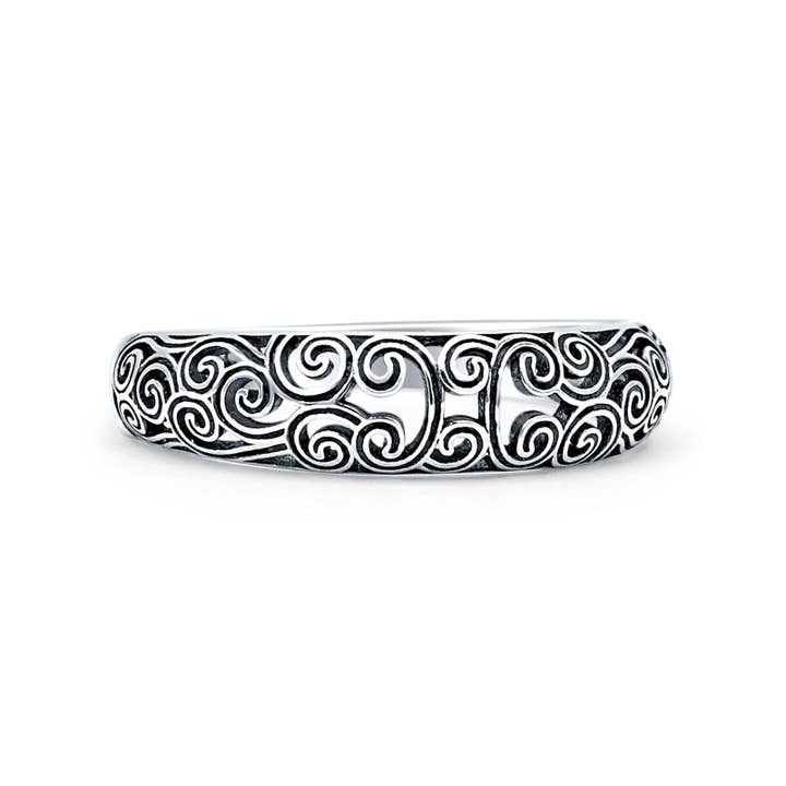 Swirl Filigree Band Oxidized for wholesale by Blue Apple Imports