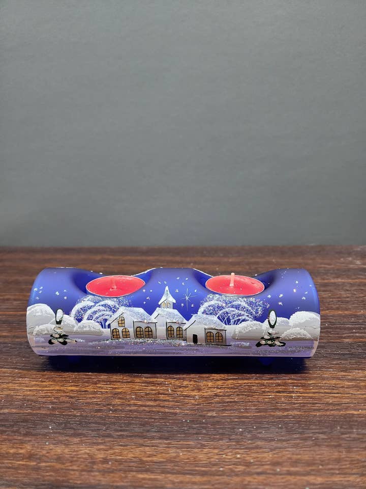 Blue Candle Holder - Centerpiece Style- Double Candle Holder for wholesale by Glass by Iness