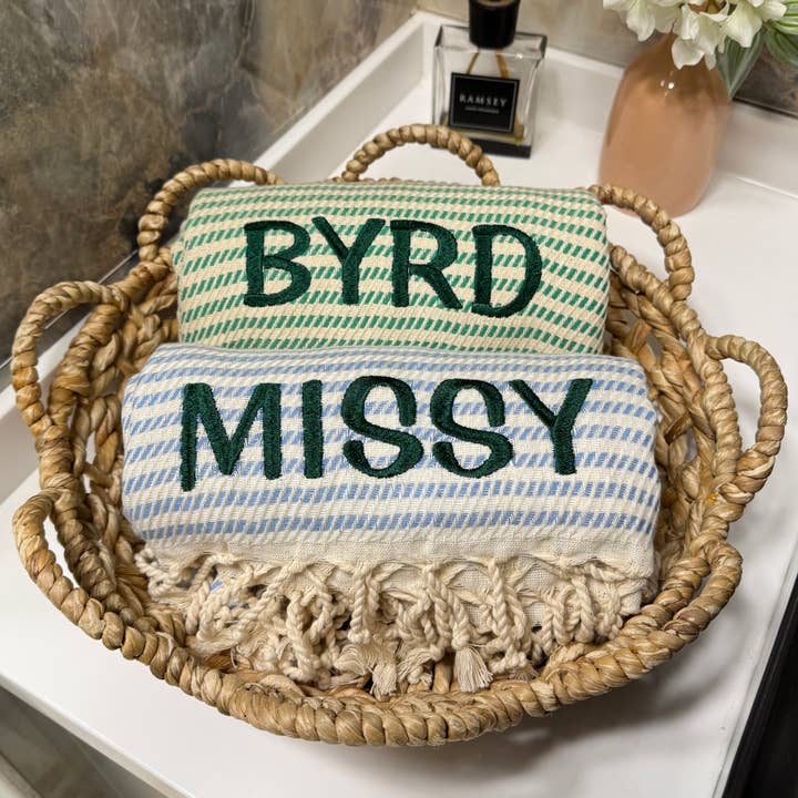 The Loom Wholesale - Wholesale Beach Towel - Striped Turkish Towel – Custom Name Embroidery