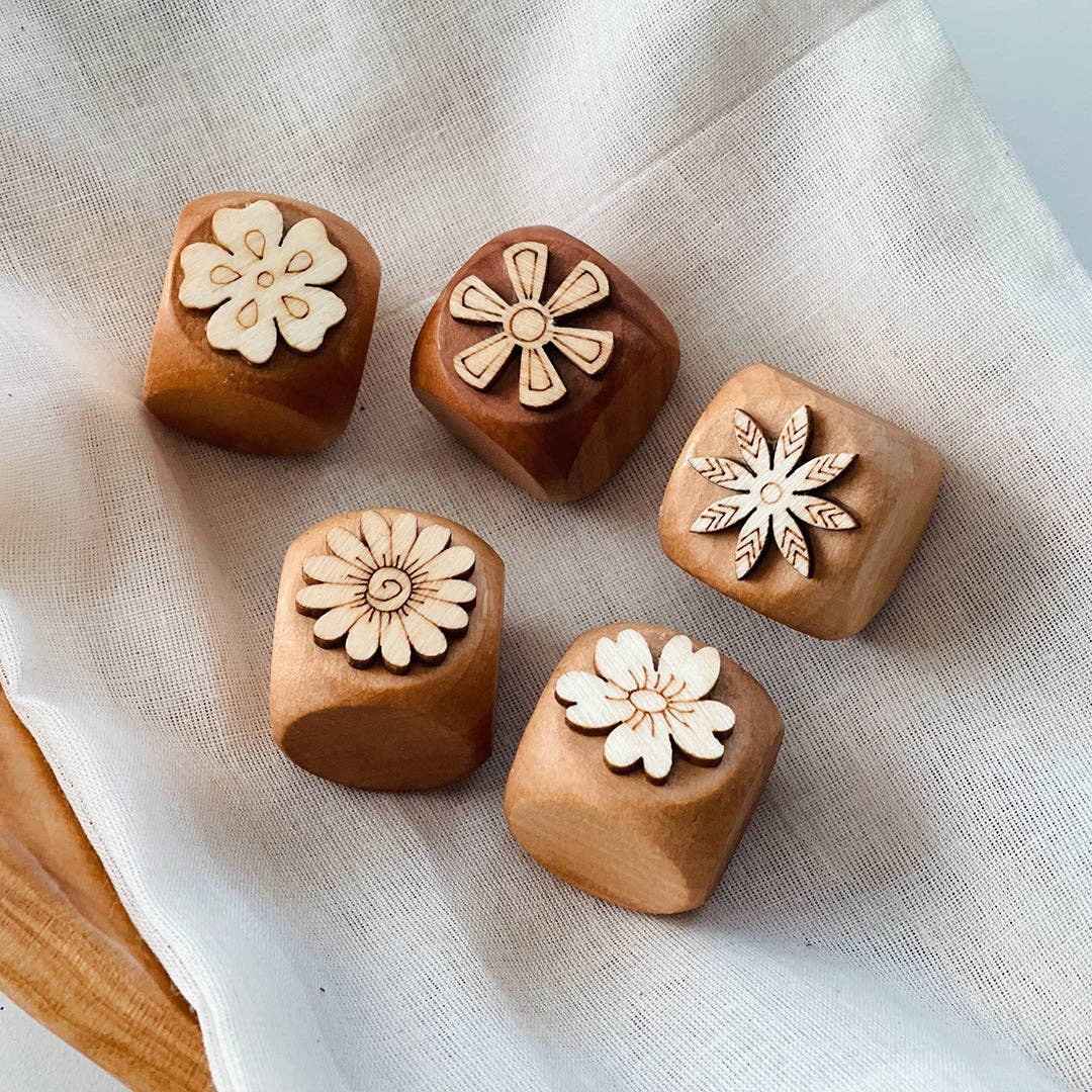 Three Yellow Starfish LLC - Wholesale Rubber/Decorative Stamp - Kids & Baby - 5-pc Mini Flower Play Dough Stamps2