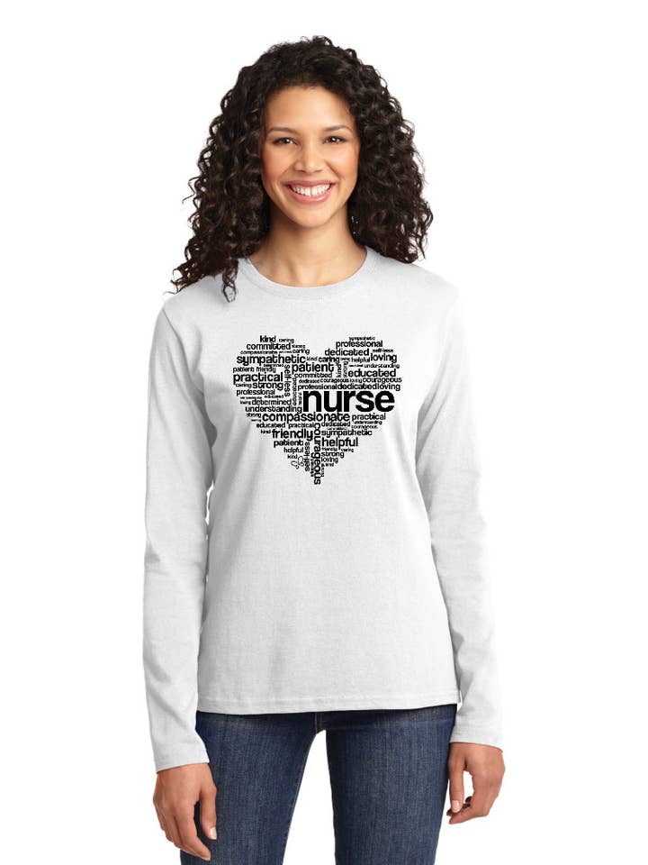 Nurse Heart - Långärmad T-shirt i bomull för wholesale av Cutieful