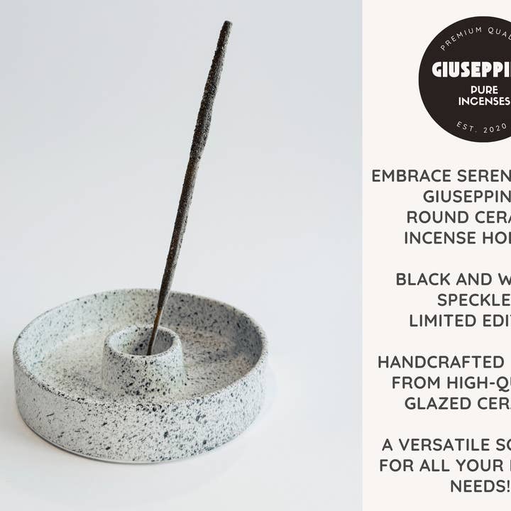 Giuseppina Shop - Wholesale Incense Holder - Ceramic Incense Holder - Black and White Speckled Color3