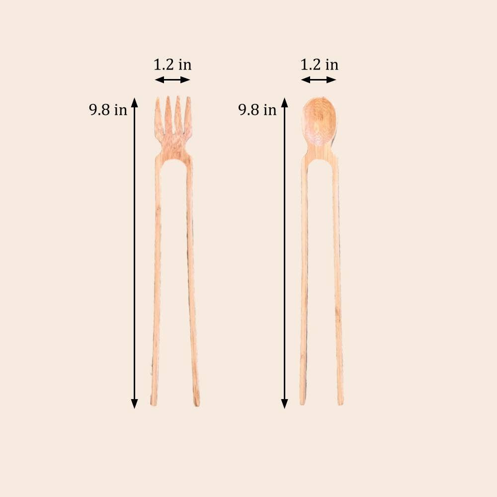 Bamboo Switch – wholesale Ätpinnar – Bambu Chopstick Trainer med sked och gaffel4