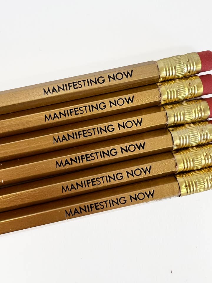 MANIFESTING NOW PENCILS - Office Supplies, set of 6 for wholesale by Tiramisu Paperie