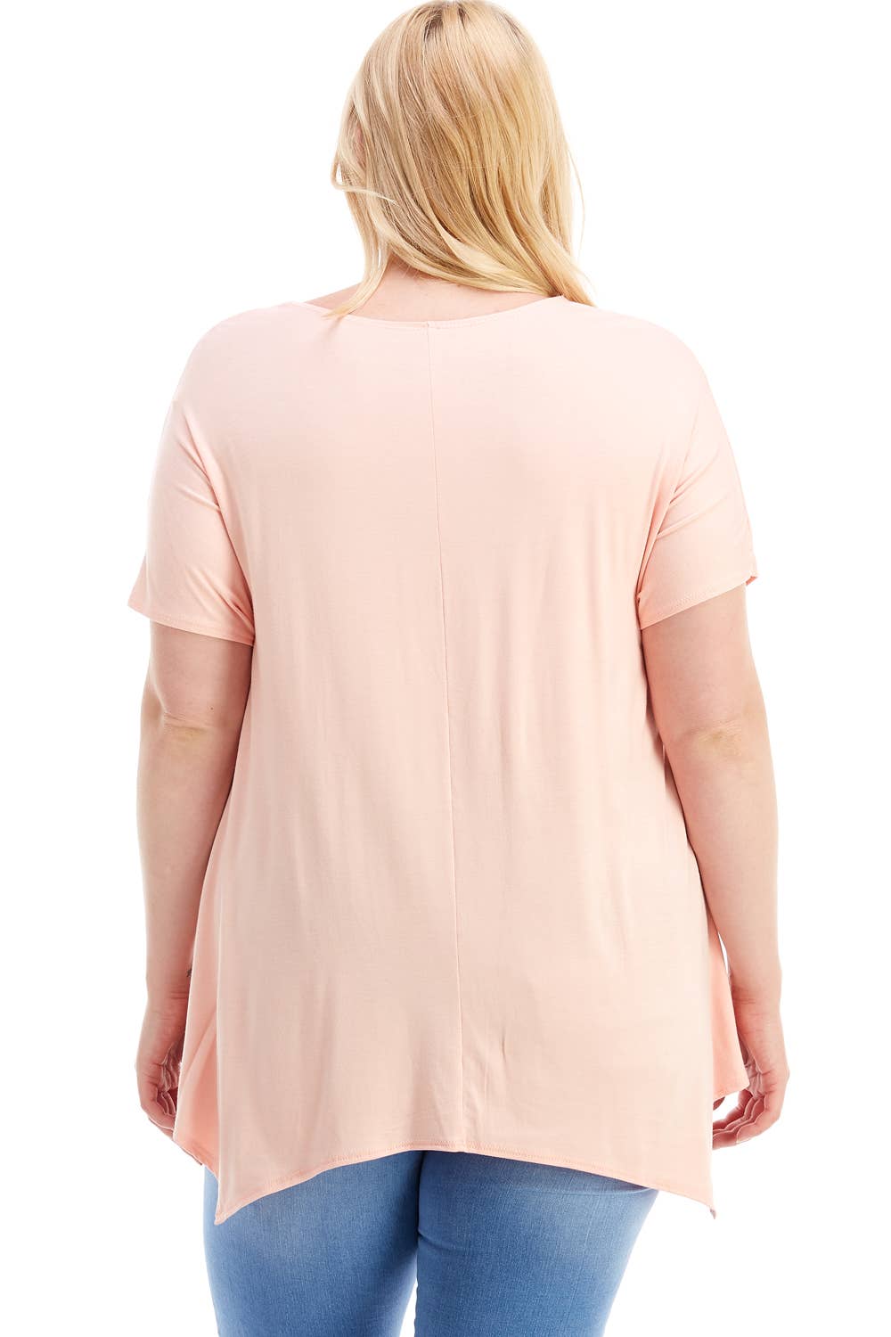 Azules Clothing - Wholesale Tunic - Women's - ATP-2307RSX Plus Size Asymmetric Short Sleeve Tunic50