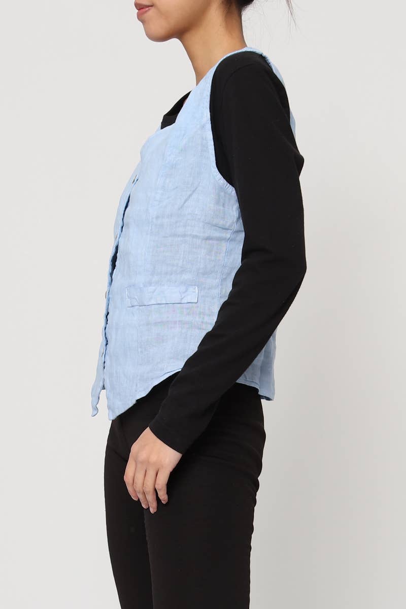 LÉA & LUC - Wholesale Button Down Shirt - Women's - Sleeveless shirt in 100% Linen REF. 514614