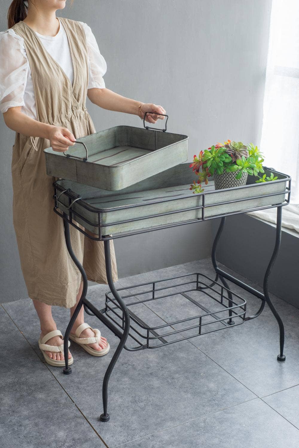 A&B Home Group Inc. - Wholesale Decorative Tray - Maggie Galvanized Tray Table5