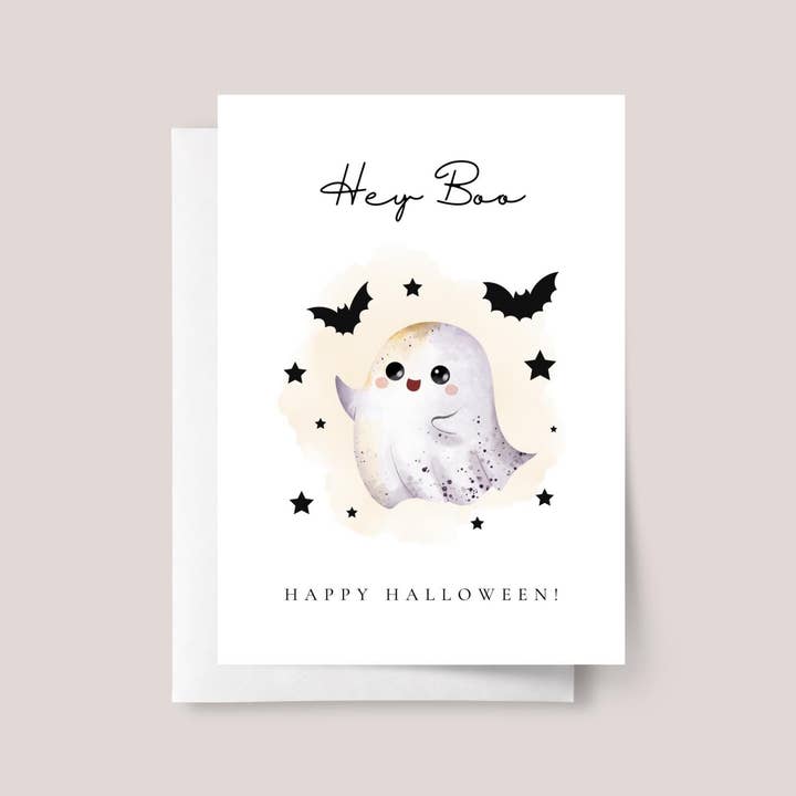 Halloweenkaart voor Kleinzoon/Kleindochter met Schattig Spookje voor wholesale door Design Sprinkles