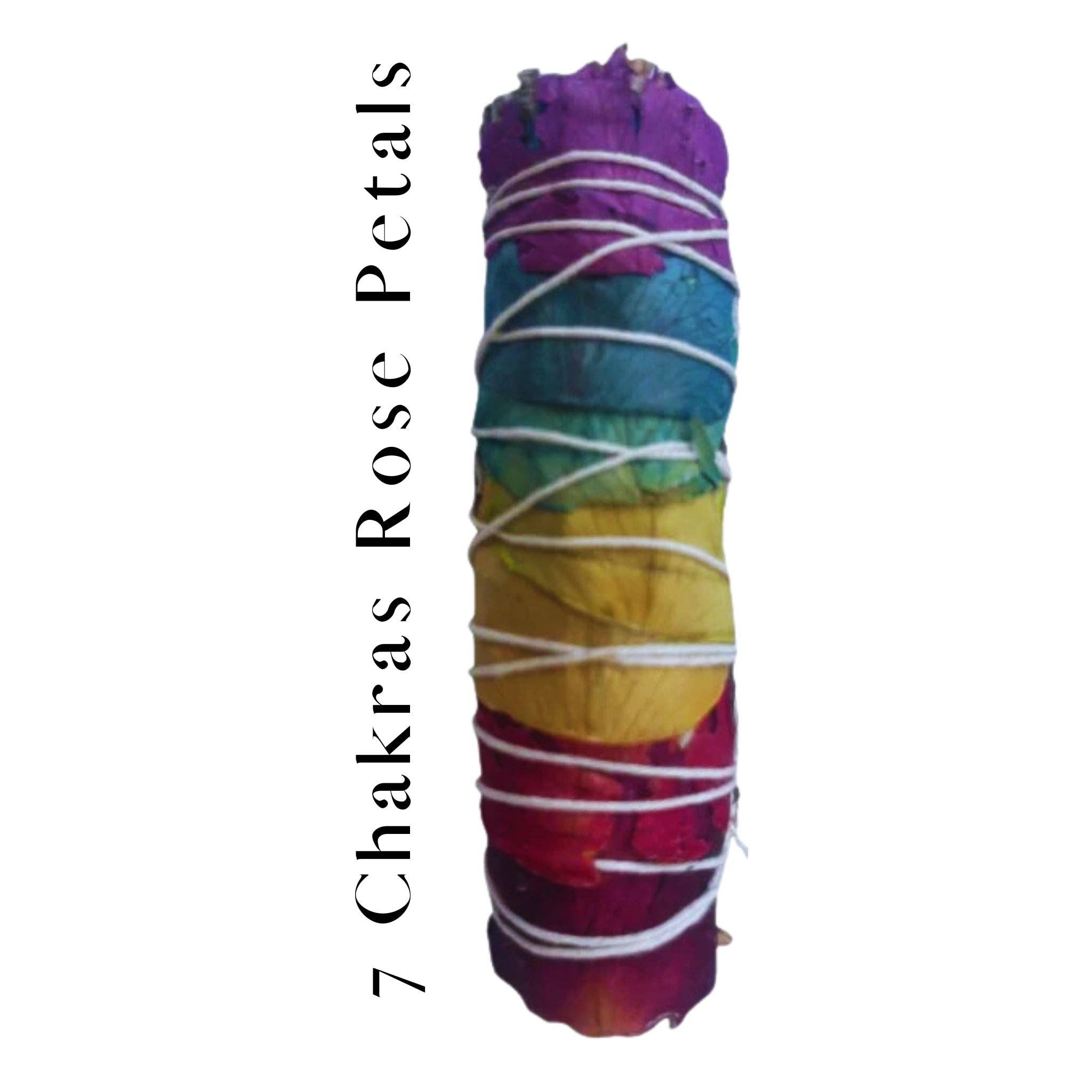 Third Eye Sage - Wholesale Sage Bundle - Wholesale 4″ Rainbow 7 Chakras Rose Petals & White Sage Smudge Sticks – Bulk Chakra Cleansing & Energy Balancing Bundles0