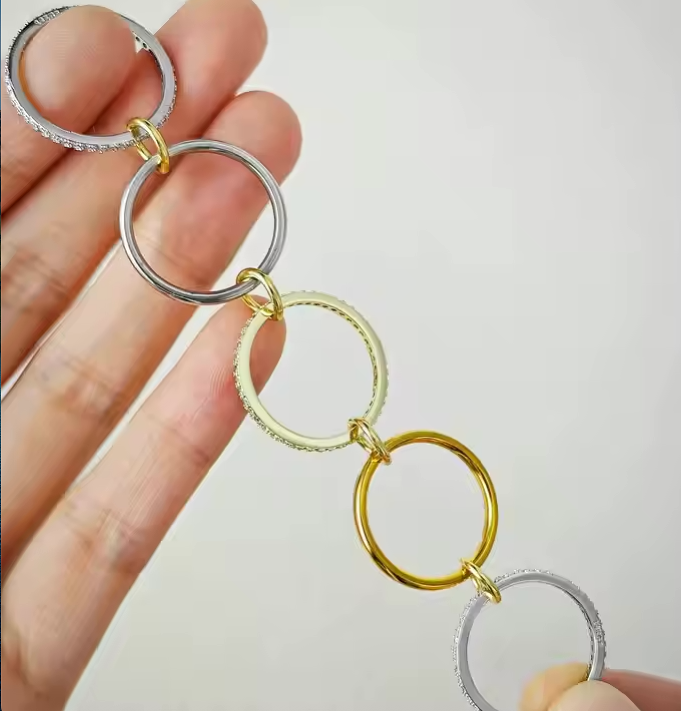 HoopLa - Vendita all'ingrosso Anello midi/a fascia - Nuovo Anello Eternity Multi Banda -fasce impilabili- ACCIAIO-dimensionato4