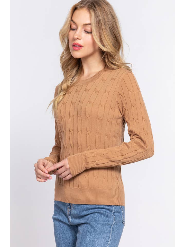 42POPS - Wholesale Pullover-trui - Dames - ... SI-24992 AANSLUITENDE LANGE KABELTRUI MET RONDE HALS5