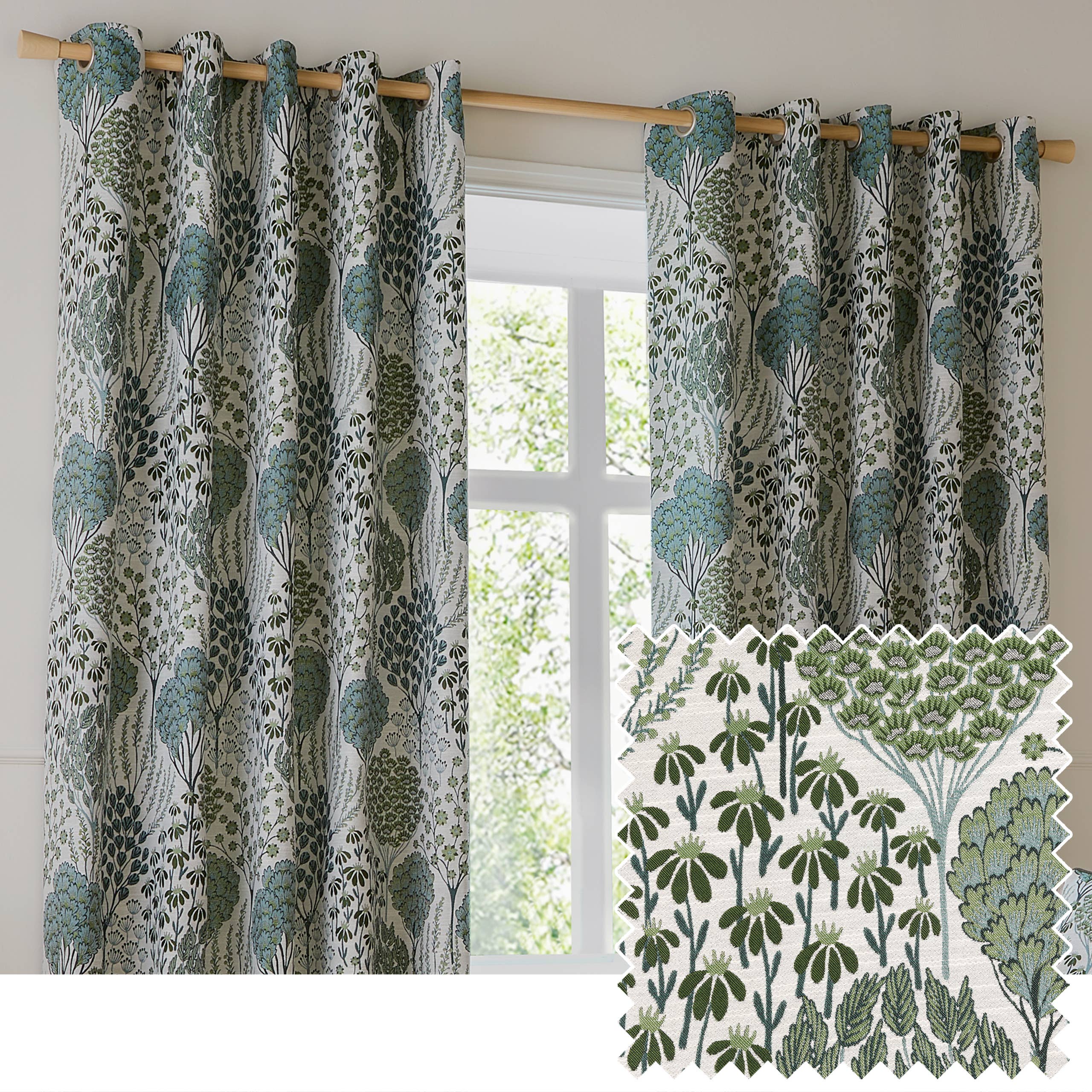 Thyme Mineral Ophelia Floral Room Darkening Eyelet Curtains Thyme/Mineral for wholesale on Faire0