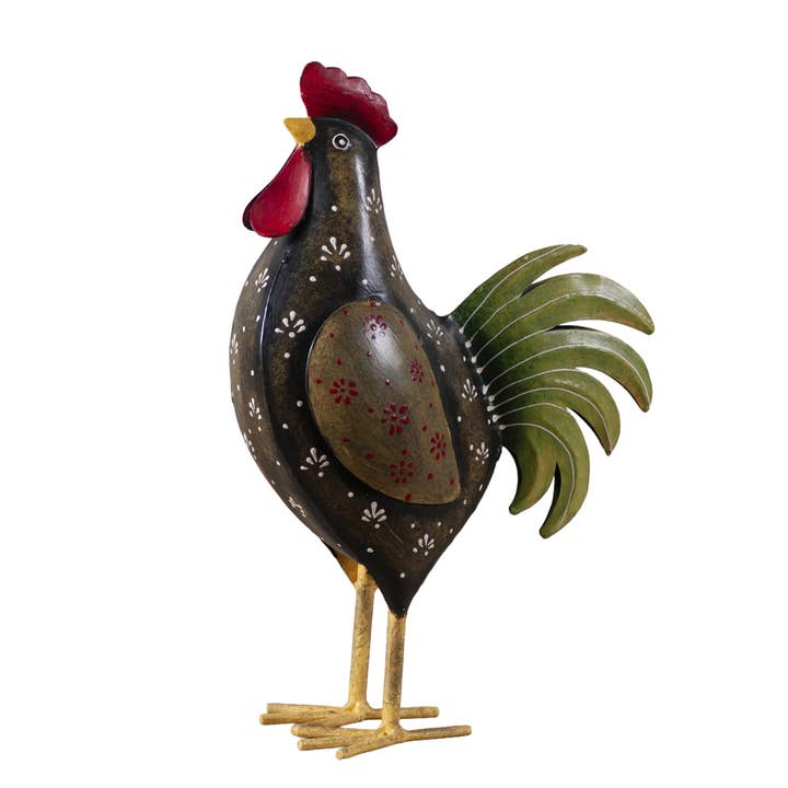 Fancy Hand Painted Iron Rooster for wholesale by Irvin's Tinware