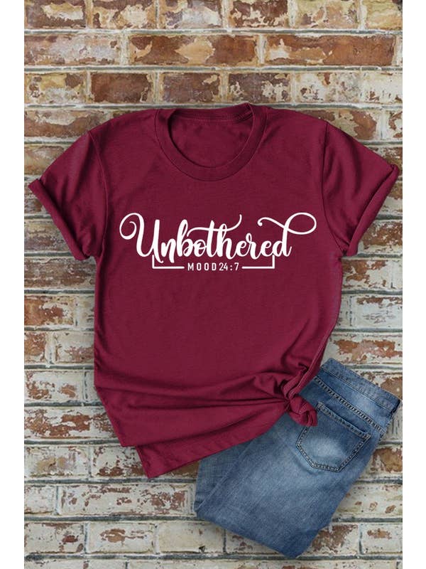 Top Avenue - Wholesale Screen Printed T-Shirt - Women's - Unbothered, Mood 24:7, Unisex Round Neck T-Shirt2