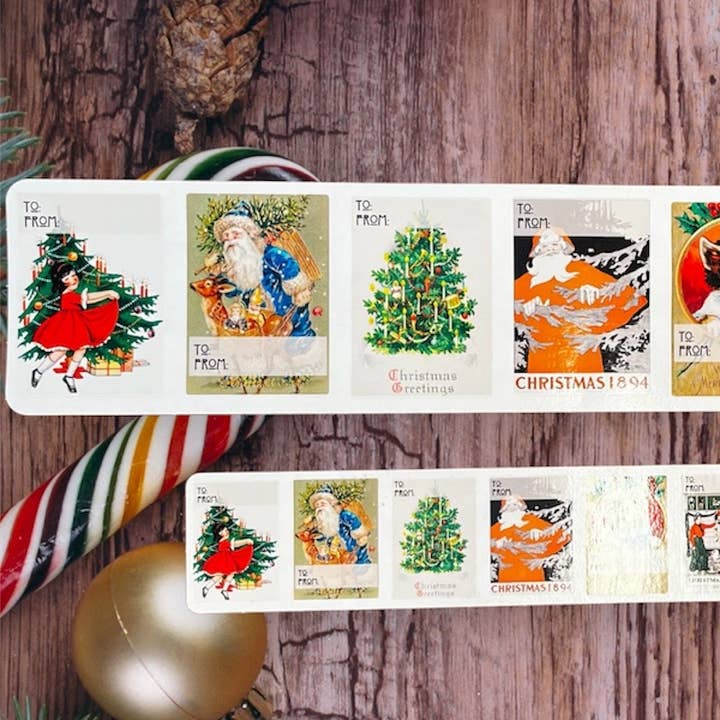 Söta julklappsetiketter, unika för från klistermärken Vintage för wholesale av Katenip Vintage Whimsy