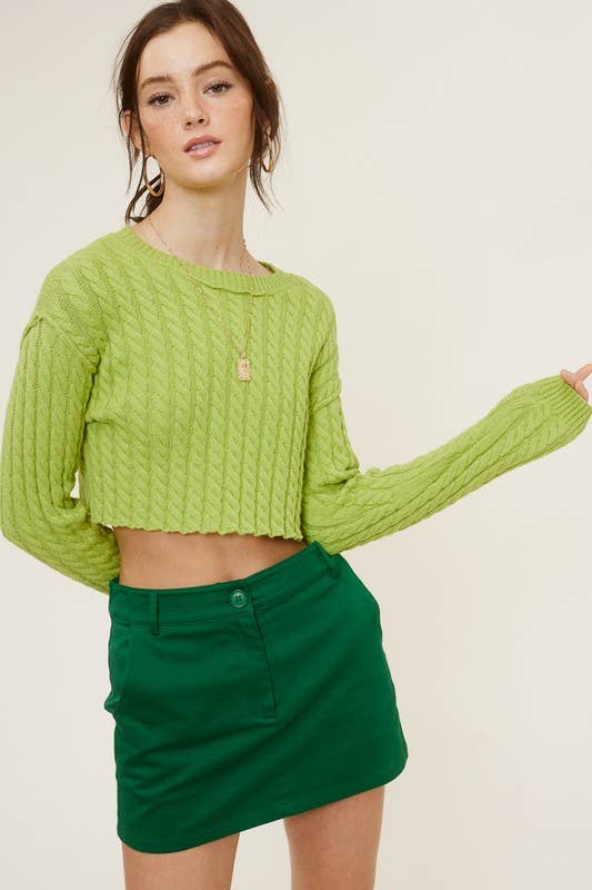 Mimosa - Wholesale Knit Sweater - Women's - Cropped Long-Sleeve Round Neck Knit Sweater2