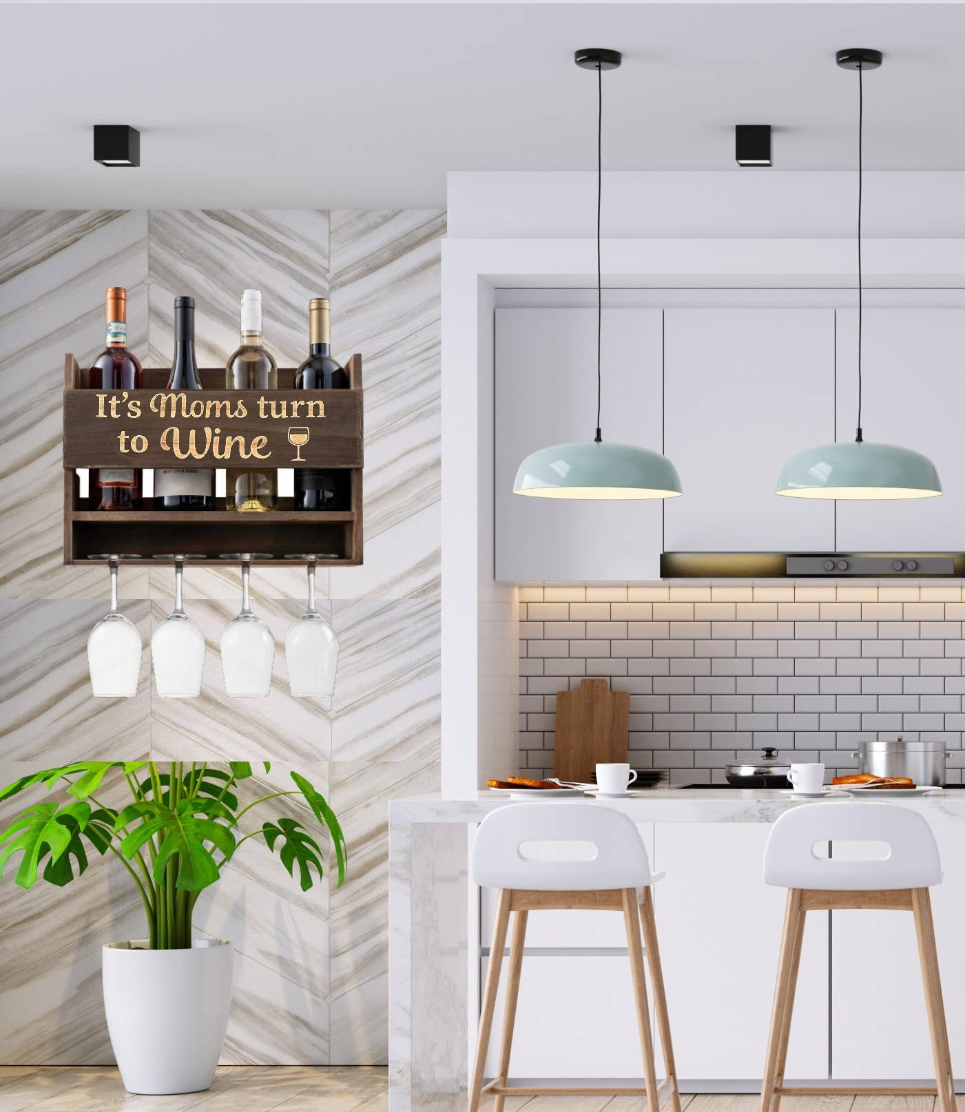 Bezrat - Wholesale Wijnrek - Wandmontage wijnrek - Mom Gifts - Inclusief wijnglazen6