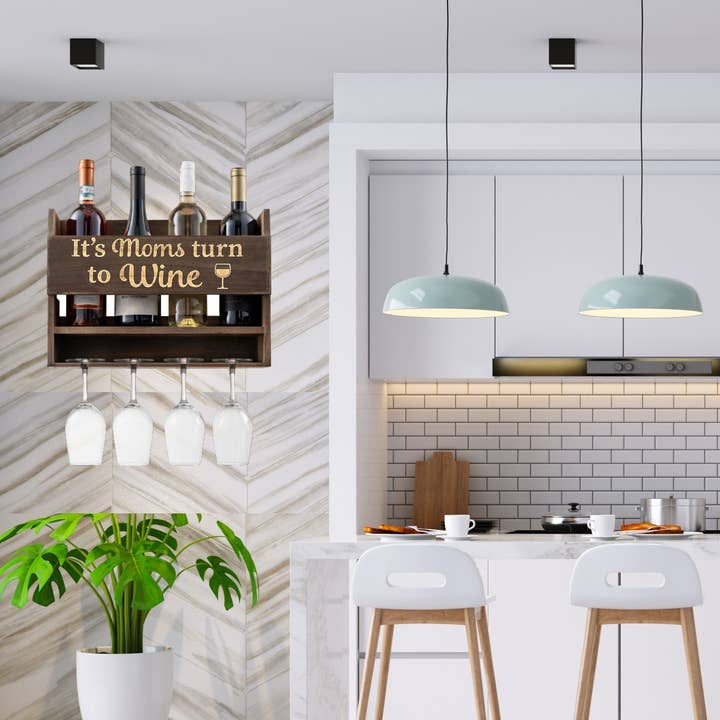 Bezrat - Wholesale Wine Rack - Wall Mounted Wine Rack - Mom Gifts - Wine Glasses Included6