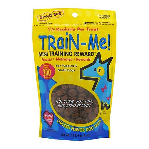 CRAZY PET Friandises Train-Me! Poulet 4oz Mini pour la vente par King Wholesale Pet Goods