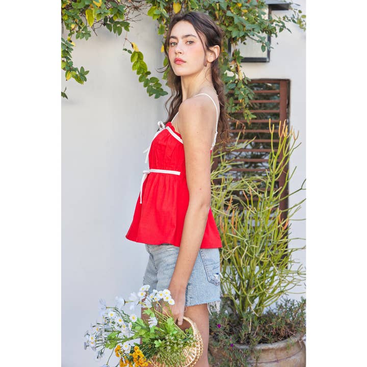 idem ditto - Wholesale Blouse - Dames - BABYDOLL TANKTOP MET CONTRASTERENDE STRIKDETAILS6